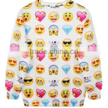 2016 Women Round Neck QQ Emotion Print Fashion Pullover