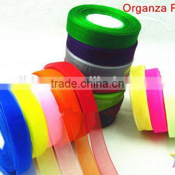 Wired100% nylon sheer organza ribbon for garment decoration