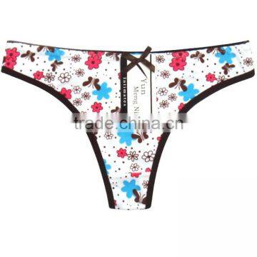 Flower Printing Underwear Breathable Cotton T-back Sexy Thong photo-6