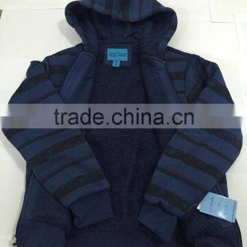 Manufacture Navy Blue Stripe Style Boy Baseball Jacket With Hoody photo-5