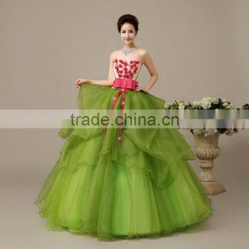 MGOO Factory Custom Made One Piece Cheap Price Prom Dress Strapless Flowers Ball Gown Maxi Dress L000110 photo-3
