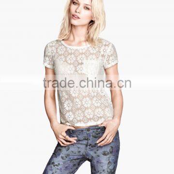 Ladies Short Sleeve Lace Top