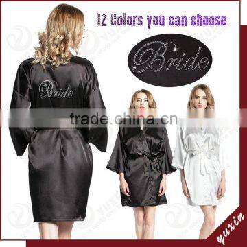Factory Wholesale Satin Plain Bath Robe Satin Robe Silk Robe WR007 photo-5