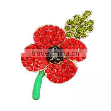 Poppy Flower Brooch Badge Pin Gold Brooch For Women Red Flower Pin Brooches