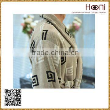 Men's Patterned Cotton Soft Bathrobe With Belt photo-5