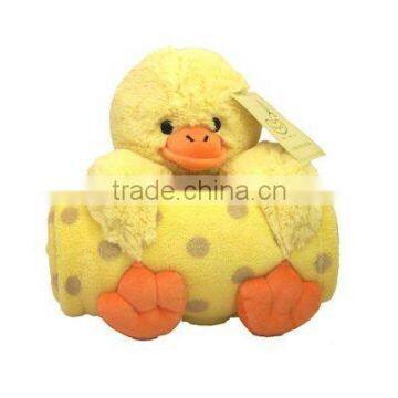 Yellow Polka Dot Baby Blanket with Ducky Plush Toy Baby Shower Gift Set