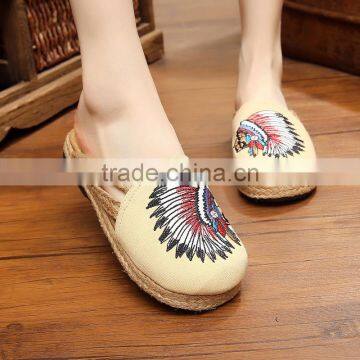 skin wing women homemade linen sandals comfortable fisherman shoe folk slippers/Chinese ethnic flavor casual linen shoes