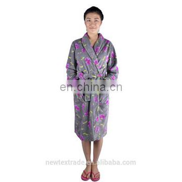 2015 super soft printed coral fleece bathrobe