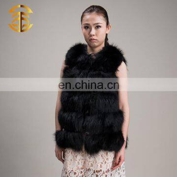 Wholesale OEM Service Genuine Raccoon Women Long Black Fur Vest