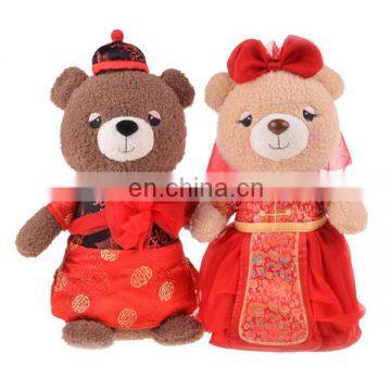 Chinese Couple Plush Teddy Bear Wedding Gift LOW MOQ Stuffed Soft Toy Plush Red Teddy Bear For Valentine