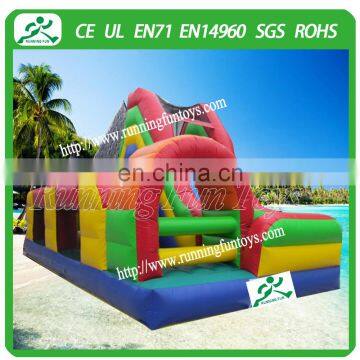 Colorful inflatable slide for amusement park, inflatable fun city with bouncer/slide