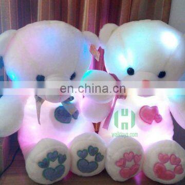 HI CE custom-made kids led light up plush white teddy bear toys with red heart