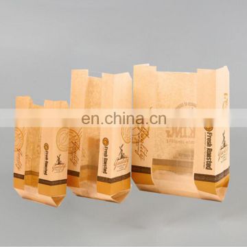 Custom new design flat bottom fast food greaseproof paper bag with window for handmade bread