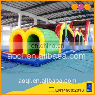 AOQI with free EN14960 certificate double lane inflatable obstacle course child toy inflatable playland for promotion