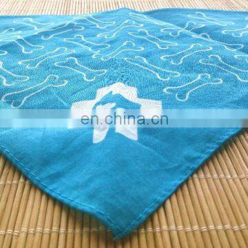 hot sale cheap blue cotton baby bibs bone printing square bandana custom for advertising