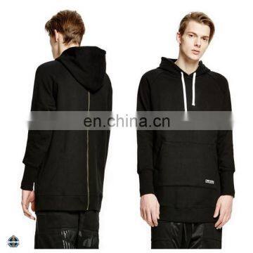 T-MH549 Private Label Best Quality Men Plain Black Longline Hoodies