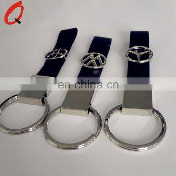 promotion automobile stainless steel and leather loop keychain