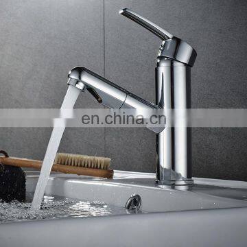 Modern silvery plated round body copper pull basin faucet