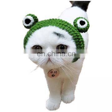 Funny Cartoon Frog Pet Hat Dog Costume Crochet Neck and Ears Warmer Knitted Snood For Cats