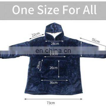 Custom Giant Pocket Design Oversized Sherpa Sweatshirt Wearable Huggle Blankets Hoodie Robe Hooded Blanket for Adults photo-6