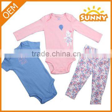 Lovely Baby Girl Caters Style 100% Cotton 3pc Baby Girl Clothes Set