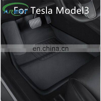 For Tesla Model 3 car waterproof non-slip floor mat TPE XPE modified car accessories 3Pcs/Set Fully surrounded special foot pad