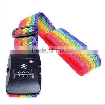 Hot Sale TSA 3-dial Luggage Straps Lock Adjustable Suitcase Travel Belt Rainbow