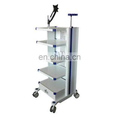 Advanced Plastic hospital emergency  trolley  ABS endoscopy system patient monitor cart