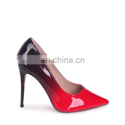 Latest stiletto court heel blood red effect design pumps pointed toe ladies high heels sandals shoes