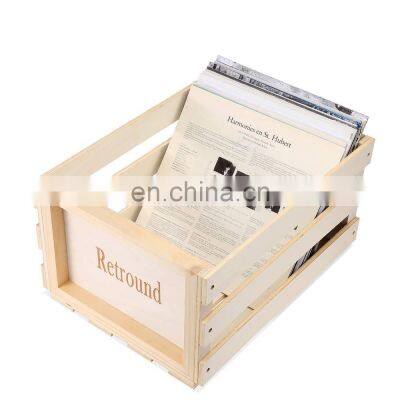 Wood Vinyl Stackable Record Album Shelf 50-70 Albums Record Storage Crate Retro Disc Box Cube