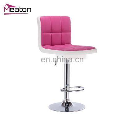 China Wholesale Most Popular Cheap Kitchen Luxury Pink Bar Stool With Backrest Supplier photo-2