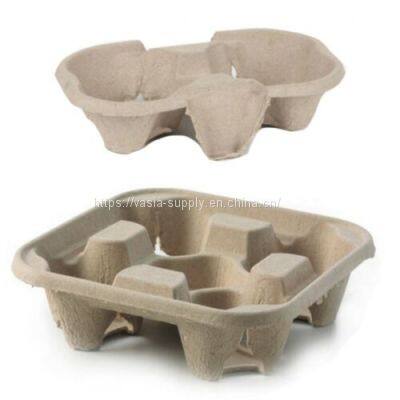 Disposable Kraft Paperboard Paper Cup Holder 2-Cup Brown Paper Biodegradable Cup Carrier