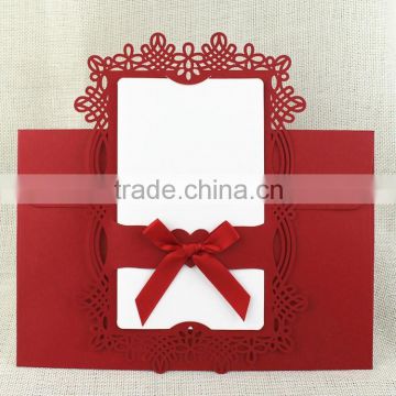 Red Indian Wedding Cards Design Greeting Cards with Ribbons Knot