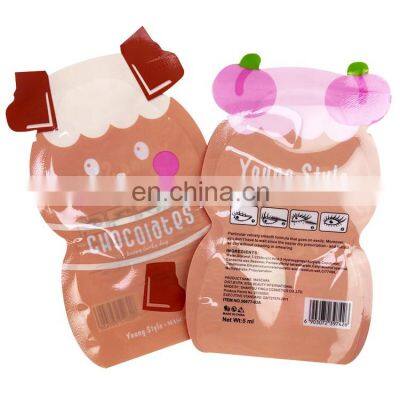 Custom face mask pouch shaped plastic mascara bag cosmetic brush eyelash packaging bag