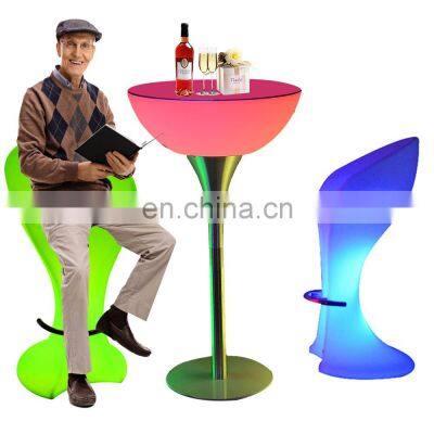 LED Coffee Table glow illuminated event night club led light bar stool furniture high cocktail table chair set