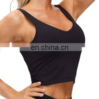 Female Longlines Sports Bras Media Support Yoga Bra Gym Workouts Vest photo-5