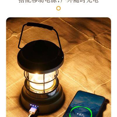 Outdoor Camping Light Camping Retro Charging Treasure Emergency Camping Light Tent Lighting Atmosphere Light Hanging LED Charging photo-2