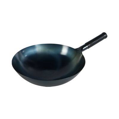 Chinese Round Bottom Blue 14'' Carbon Steel Pow Wok