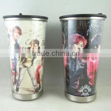 hot sale plastic outer shell, stainless steel inner office mug