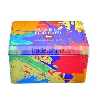 beautiful rectangular metal tin box,cosmetic metal box,colorful tin can