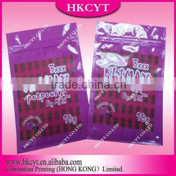 Red private sticker label herbal incense plastic zipper bag