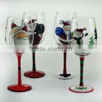 Christmas Hand-Painted Wine Glass; Wine Glass for Holiday and Birthday