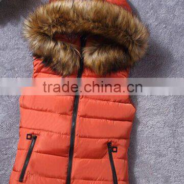 with fur fashion custom women nylon vest for winter