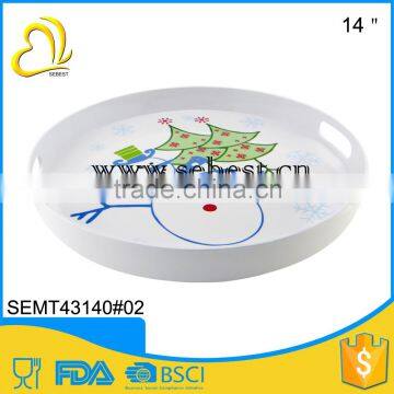 14 inch food grade plastic serving e tray ; round melamine food tray