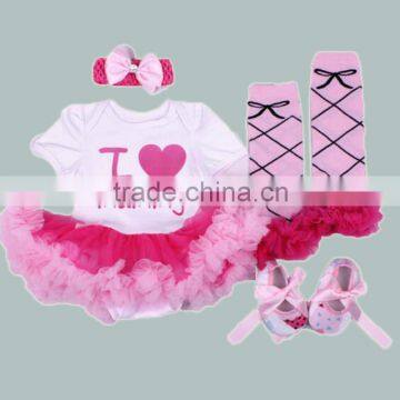 cotton baby girls romper set hairband tutus shoes leggings love mummy toddlers playsuit mother's day infants 5pcs clothing set