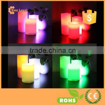 Candle Choice Set of 3 Paraffin Wax Wavy Edge Round Pillar Flameless Multi-color LED Candle Remote