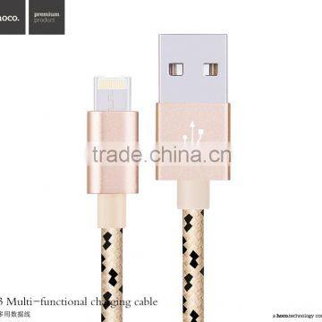 HOCO X3 Multifunctional Charging Cable For Iphone 5s/6/6s/6s Plus and Android Mobile Phone 2in1metal Nylon Weave Cable photo-2