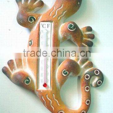 Terra cotta lizard w/thermometer wall hanger(Wall decoration,Ceramic ornament)