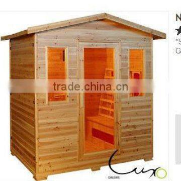 wooden outdoor sauna