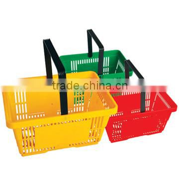 2016 hot selling red supermarket plastic shopping grocery basket JS-SBN02-AM-01